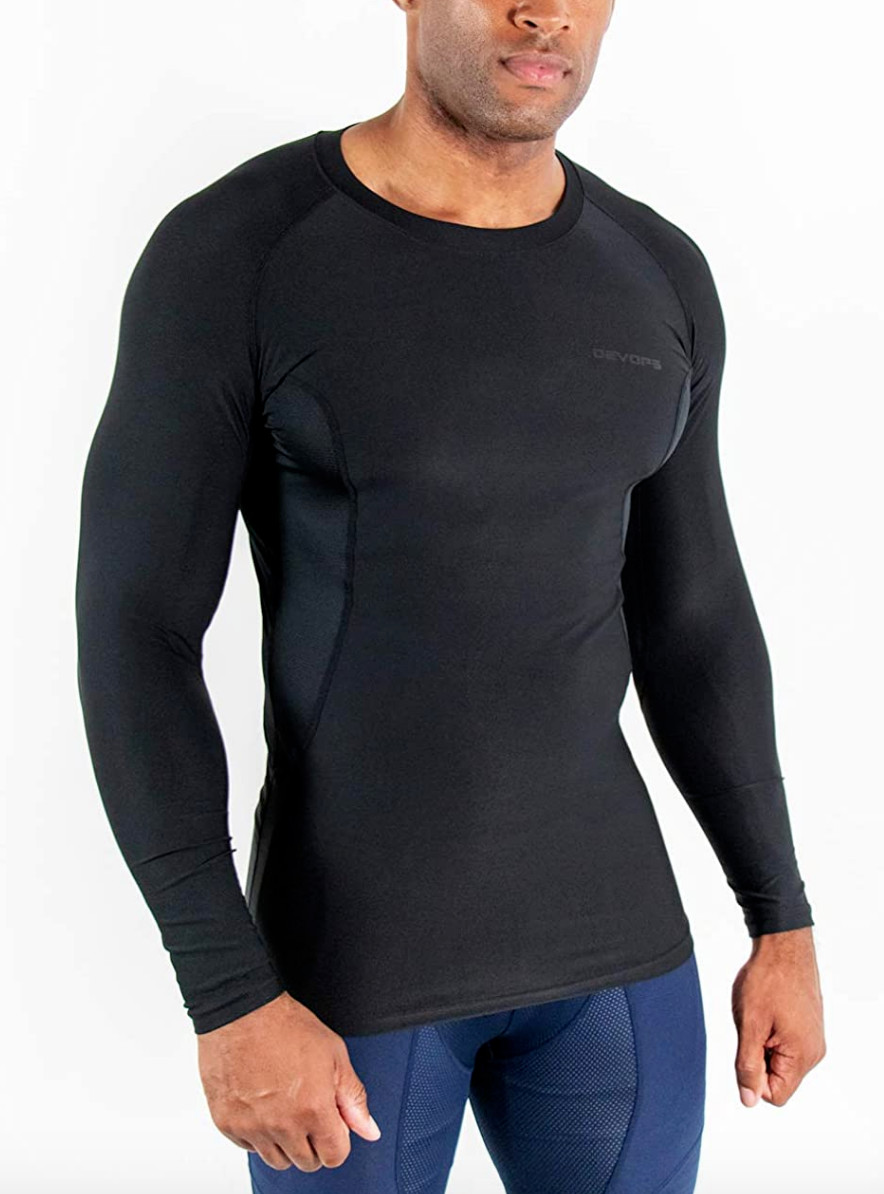Devops L61416 Men's Black Athletic Long Sleeve Compression Shirts Size Medium gallery