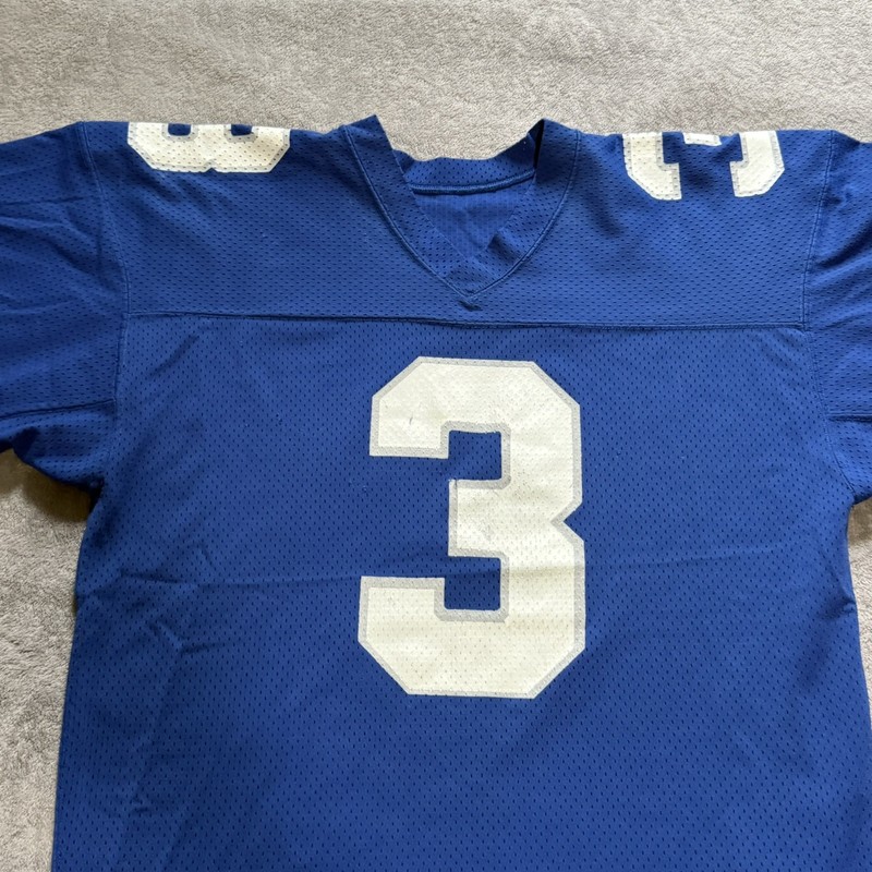Vintage Champion # 3 Blue Football Jersey Size Large Made USA 70s 80s gallery