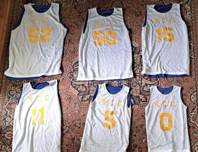 School Team Sports Jersey Shirts Reversable Blue White (Yellow Numbers) Pick # gallery