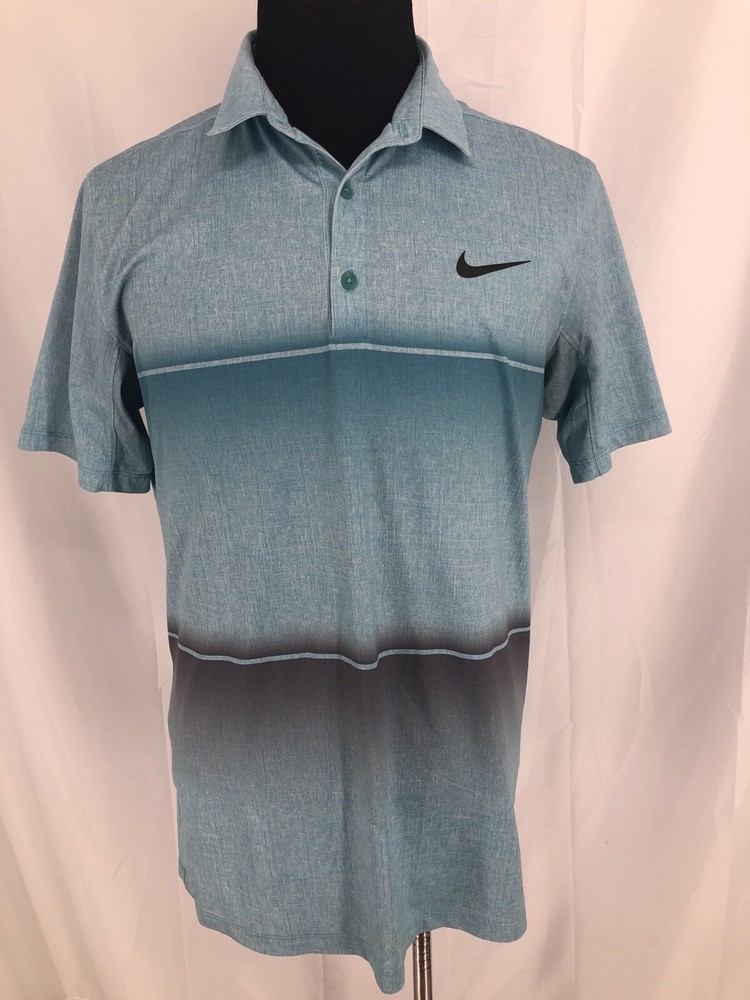 Nike Mobility Stripe Blue Golf Polo Standard Fit 725537 Medium Desert Springs