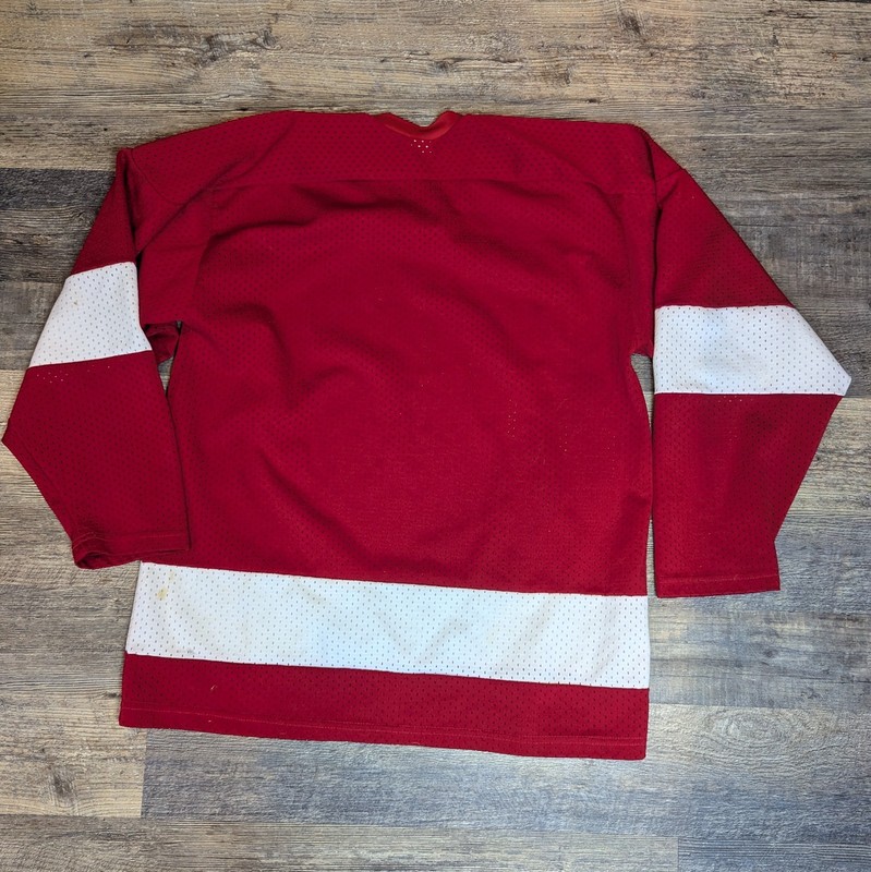Vintage 80s Champion Hockey Jersey Made In USA Red White Large gallery