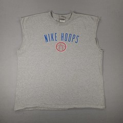Vintage Nike Shirt Mens XL Gray Basketball Swoosh Sleeveless Raw Cut Top 90s Y2K