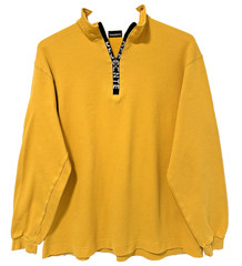 XL Vtg 90s Descente Yellow Thermal Base Layer Quarter Zip Skiing Pullover Shirt