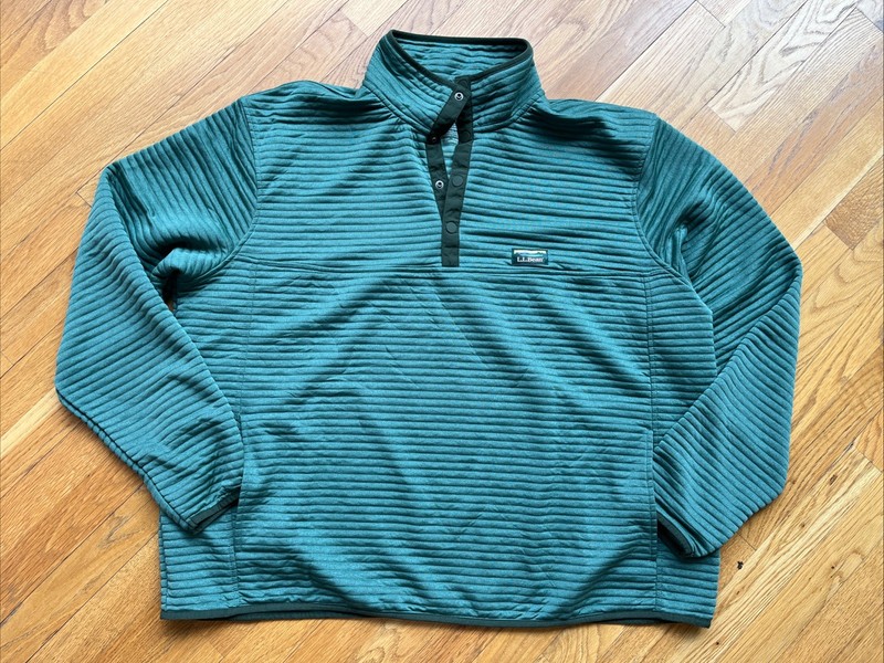 L.L. Bean Mens Airlight Knit 1/4 Snap Ribbed Slightly Fitted Green Size XXXL gallery