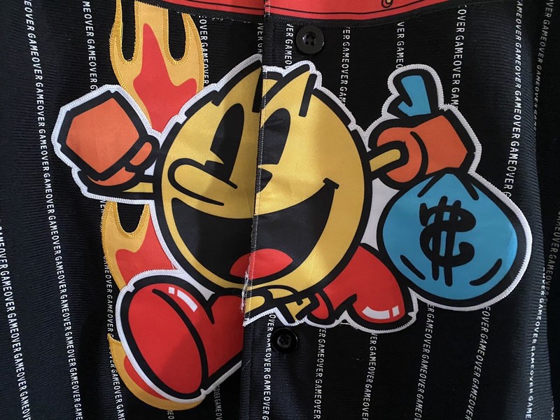 Super PAC MAN Jersey Headgear Classics Retro Gaming Baseball Shirt Large NEW gallery