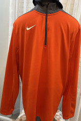 Nike Men’s Orange Gray Colorblock 1/4 Zip Mock Neck Pullover Top Size L