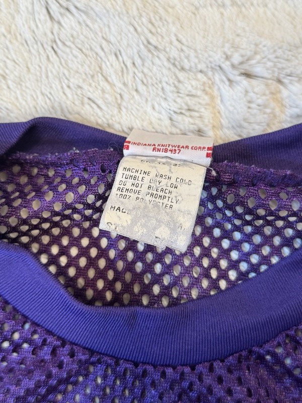 Vintage INDY Knit Purple Mesh Fabric Oversized Made in USA Large Practice Jersey gallery