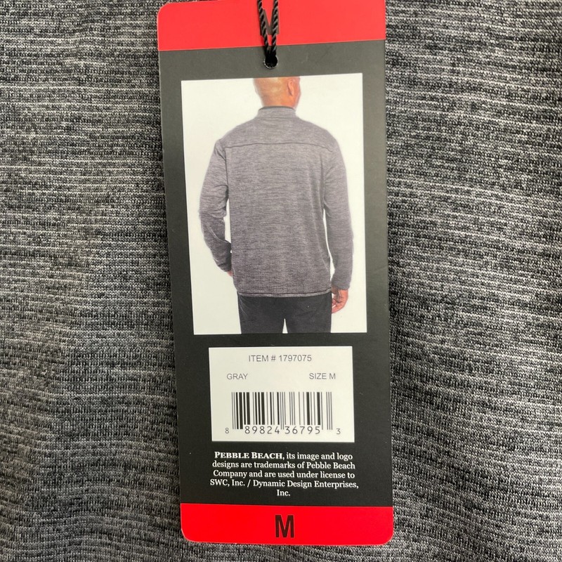 NEW Pebble Beach Men's M Performance Gray Quarter-Zip Pullover Sweatshirt gallery