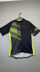 Louis Garneau Cycling Jersey Mens Medium Black Yellow Short Sleeve 3 Pocket