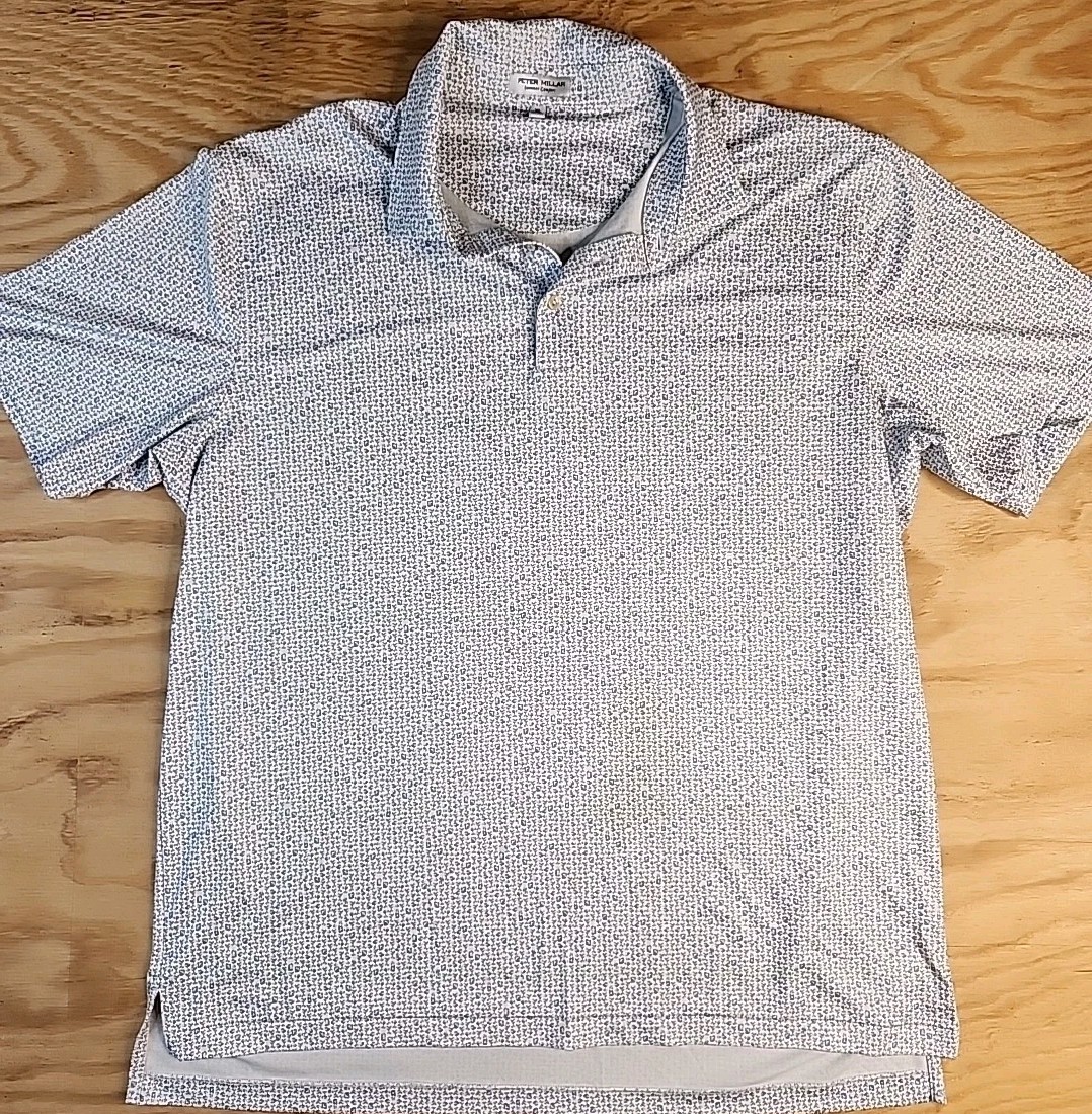 Peter Millar Summer Comfort Martini Print Golf Lightweight Polo Shirt Mens XL gallery