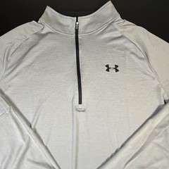 Under Armour Mens 2XL HeatGear 1/4 Zip Pullover Gray Long Sleeve Training K3