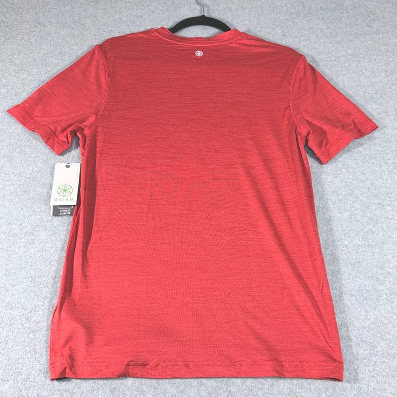 Gaiam Men’s Everyday Basic Crew T-Shirt Small Molten Lava Heather Slim Fit - NWT gallery