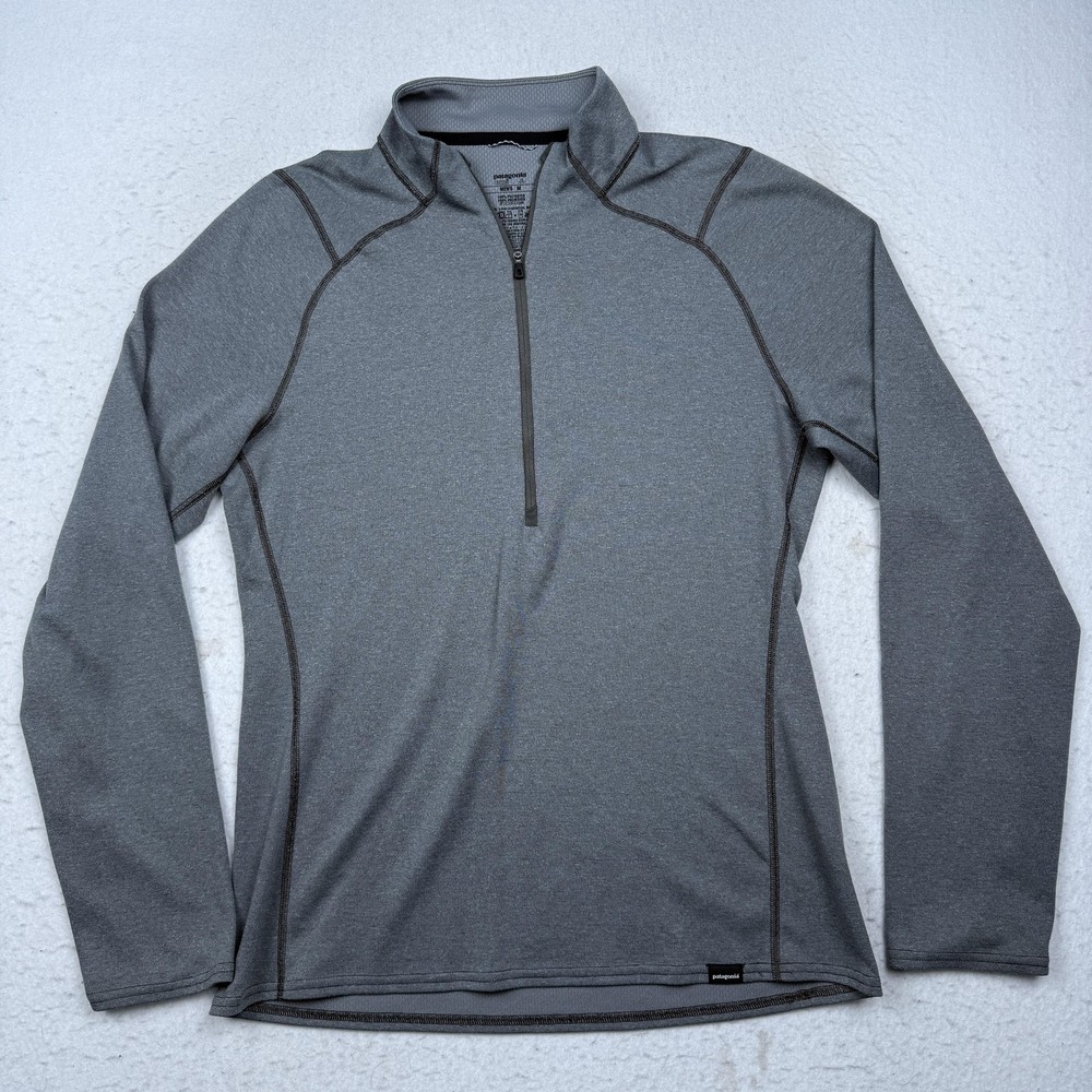 Patagonia Pullover Mens Medium Gray Capilene 3 Midweight 1/4 Zip Base Layer Top
