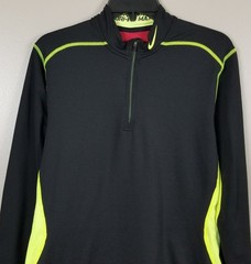 NIKE PRO COMBAT DRI-FIT 1/4 ZIP PULLOVER FITTED SHIRT BLACK VOLT (SIZE MEDIUM)