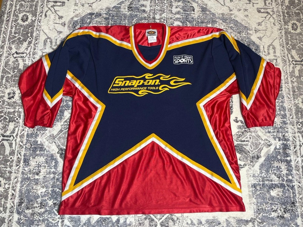 Snap-On Sports Jersey Size XL Red Blue Yellow Number 19
