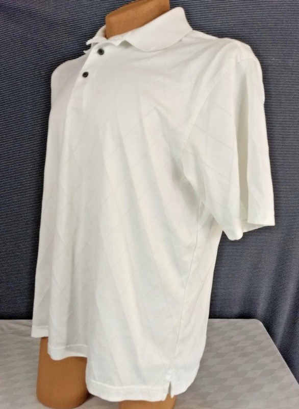 JoS A BANK Leadbetter GOLF POLO SHIRT SS Mens L White Argyle Pattern Athletic gallery