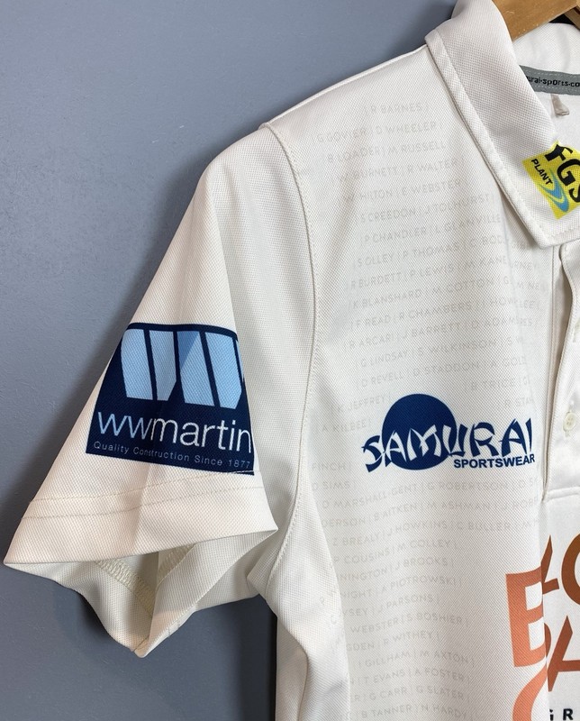 Samurai Kent Cricket Podmore #1 Polo Shirt Jersey Men’s Size M White Top gallery