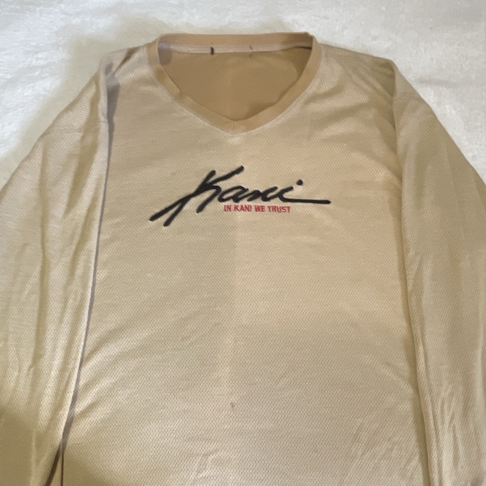 Kani Men's Beige Mesh Long Sleeve V-Neck Polyester Regular Fit T-Shirt M
