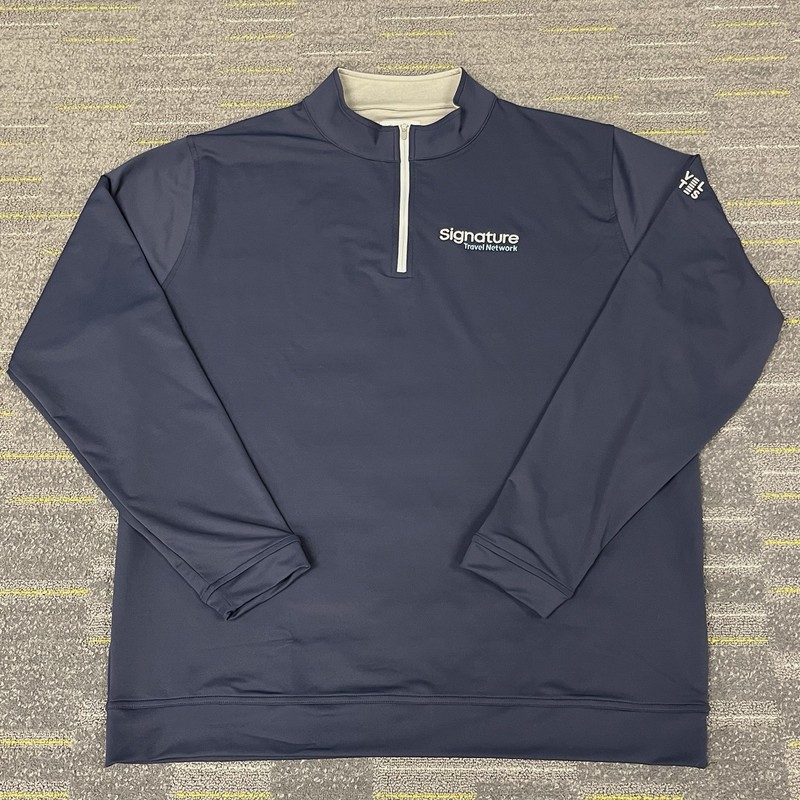 Peter Millar Perth Performance Quarter 1/4 Zip Pullover Men’s 2XL Blue Golf gallery