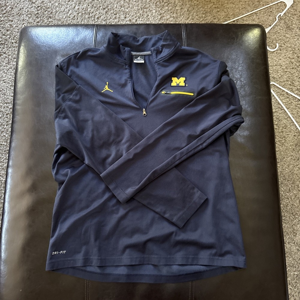 Men’s Xl Jordan/michigan Sri Fit Quarter Zip Dark Blue And Yellow
