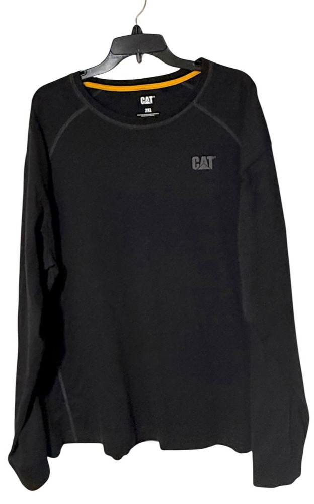 Cat Caterpillar Men's Performance Long Sleeve T-Shirt Sz 2XL Black
