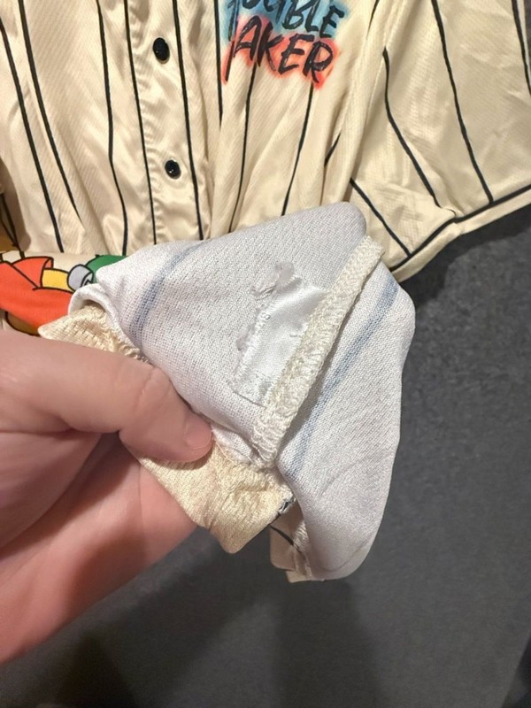Simpsons Bart Trouble Maker Baseball Jersey Mens XL button up Striped graphic gallery