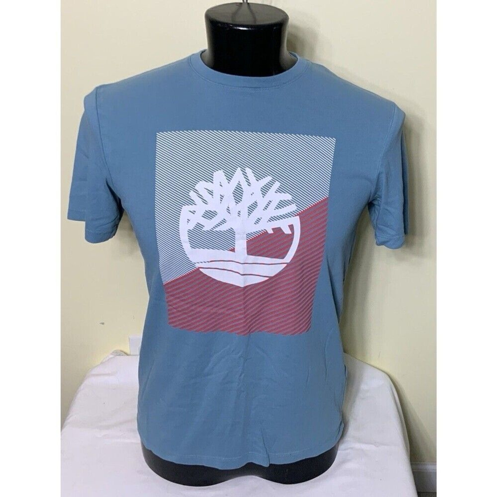 Timberland Men's Regular Fit T-Shirt Short Sleeve Blue Logo Size Small gallery