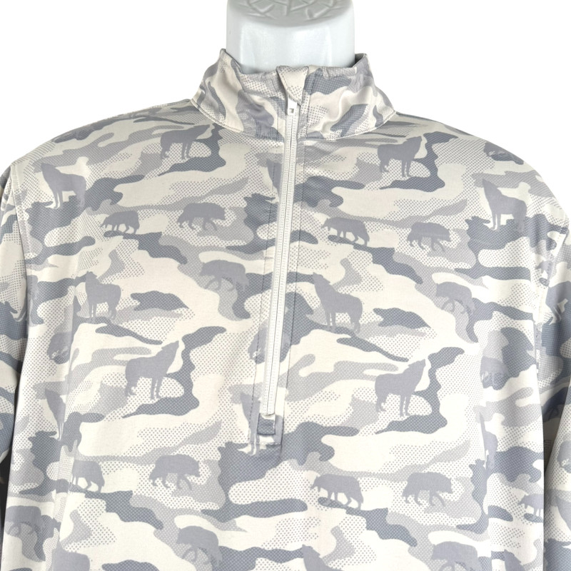 Waggle Performance Pullover Medium Gray Camo Wolf Quarter Zip Golf TP-3924 gallery