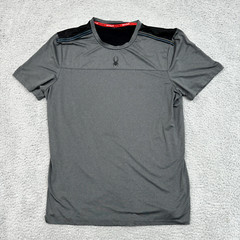 Spyder Shirt Men XL Grey Black Lightweight Logo Spellout Active Sport Streetwear