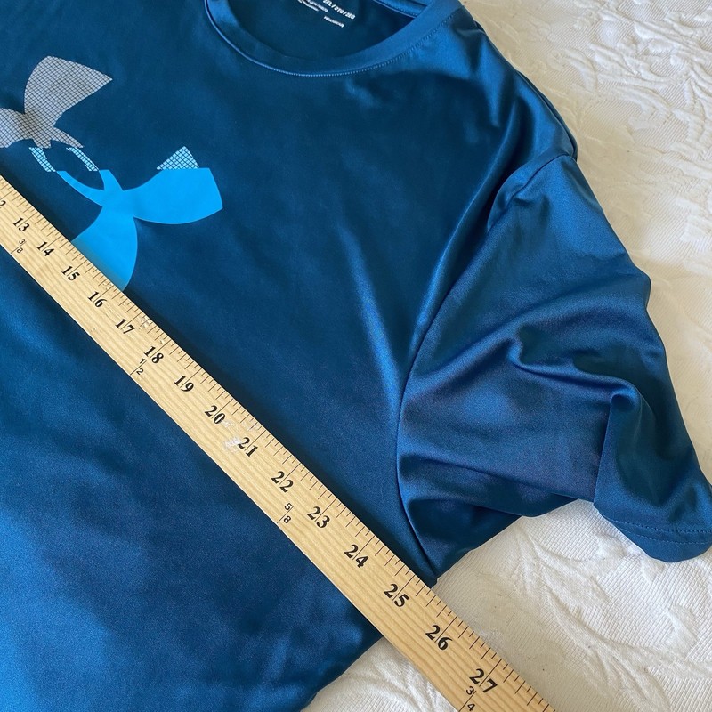 Under Armour T-Shirt Mens 2XL UA Logo Tee Loose Fit Teal Blue HeatGear Athletic gallery