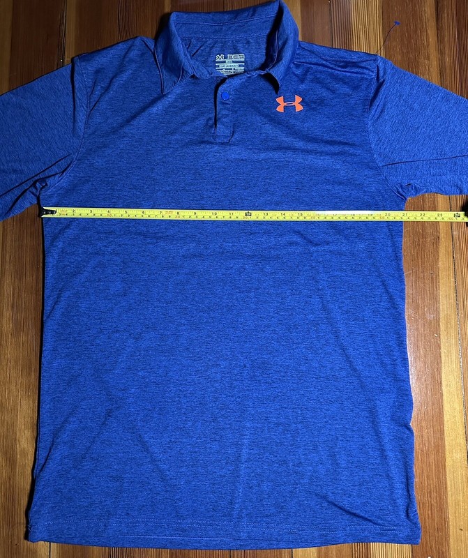 Under Armour Golf Shirt Solid Blue Poly Spandex Loose HeatGear Mens 3XL gallery