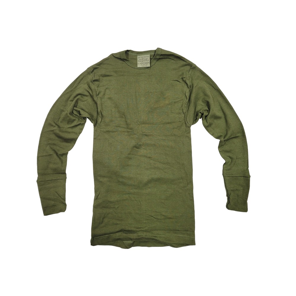 Original British Army Thermal Base Layer Olive Green Military Long Sleeve Top