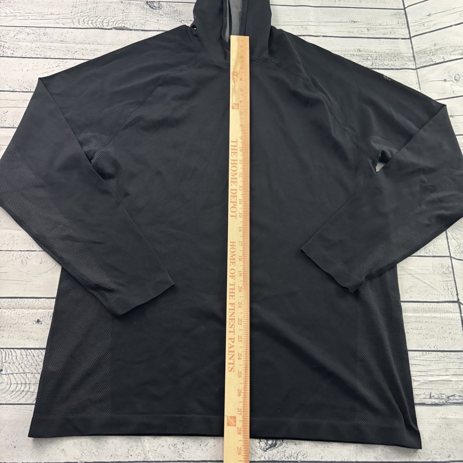 Fabletics Long Sleeve Nylon Poly Hooded Athletic T Shirt Men's XL Black gallery
