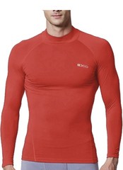 EXIO Mens Compression Shirt S Medium Orange Mock Neck Athletic Baselayer NEW