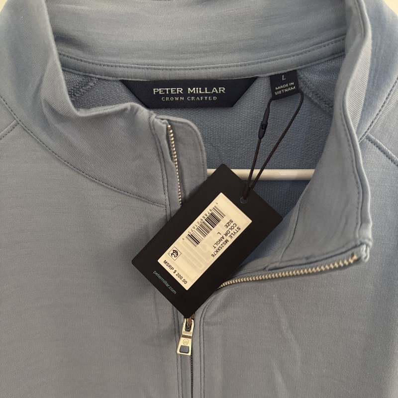 Peter Millar Pullover Men's Large Light Blue 1/4 Zip Performance Golf gallery