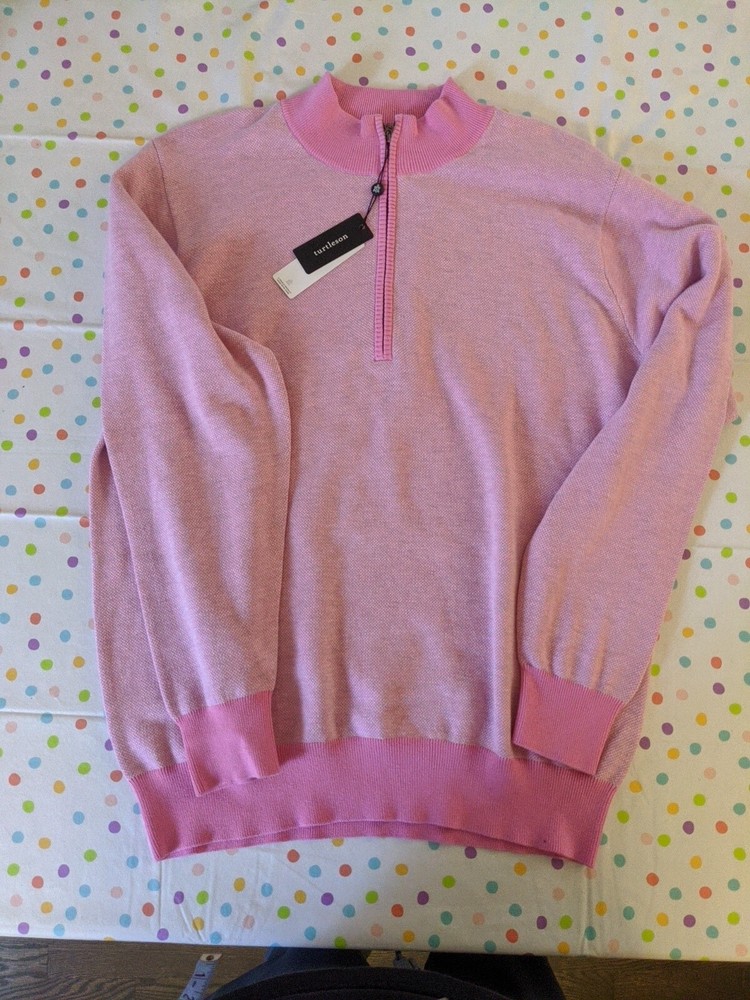NWOT Turtleson Mens 1/4 Zip Pullover Pink Long Sleeve Size L