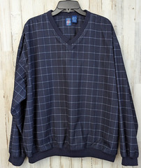 VTG Jantzen Windbreaker Mens XL Blue Plaid Pullover Wind Shirt Golf Embroidered