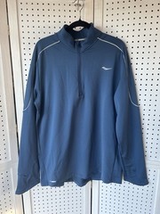 Saucony Run Warm Quarter Zip Men’s XL Blue Reflective Jacket Shirt Long SLV