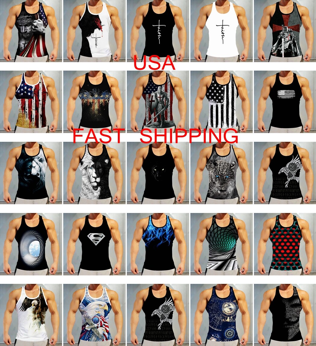 Tank Top Hombres Chaleco Moda Muscle Sin Mangas Camiseta de tirantes Deportiva gallery