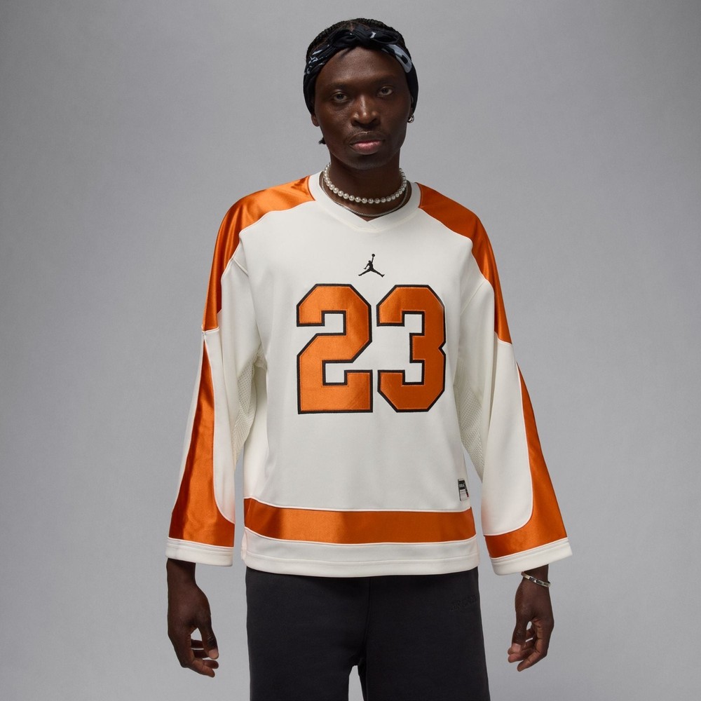 Jordan Mens Brooklyn Collegiate Hockey Jersey White Orange HV0109 133 Men XXL