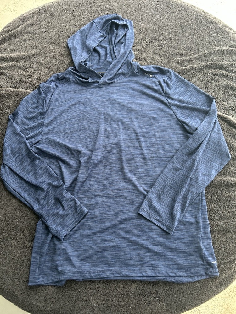 Alive Athletic Base Layer Quick-Dry Hoodie Blue Shirt Size X-large Long Sleeve