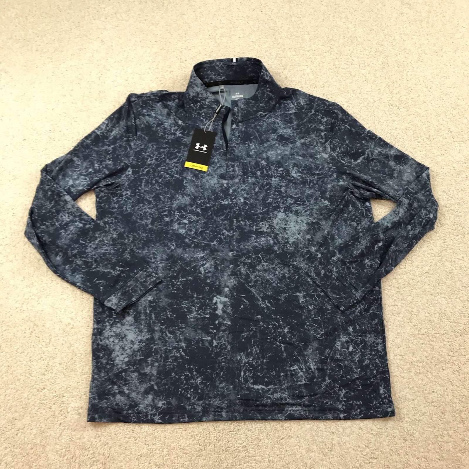 Under Armour 1/4 Zip Golf Pullover Printed Abstract Mens XL New Blue gallery