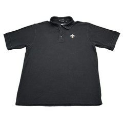 Reebok Shirt Mens L Black New Orleans Saints Short Sleeve Collared Polo Moisture