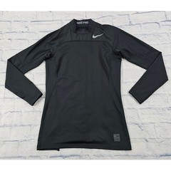 Nike Pro Hyperwarm Compression Shirt Mens Large Black Mock Neck Long Sleeve Top