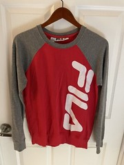 Fila Men’s Medium Lightweight Baseball Style Sweatshirt. EUC Red And Gray