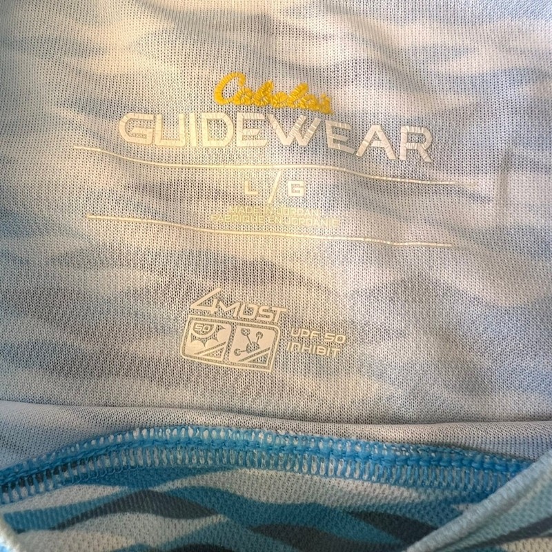 Cabelas Guidewear Mens Blue Geometric UPF 50 Fishing Performance Shirt Large L gallery