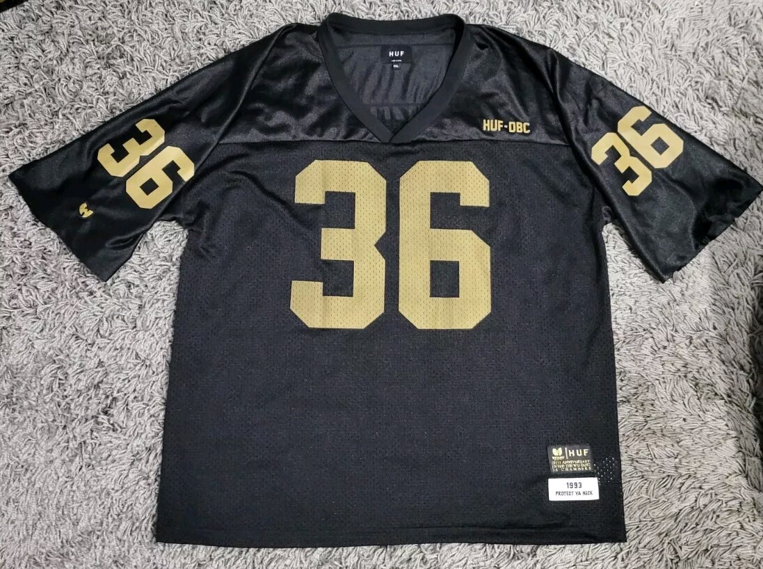 🟨 🙌 HUF X Wu-Tang Authentic Football Jersey 2XL XXL Dunks 36 Chambers PreOwned gallery