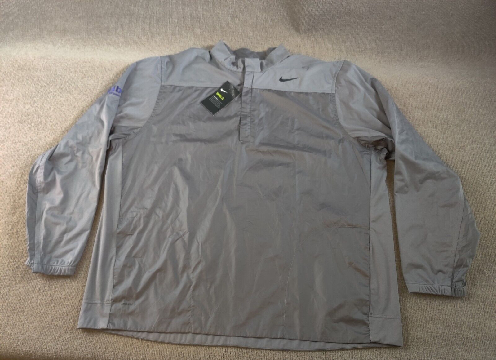 Nike Shield Half Zip Golf Windbreaker Jacket Men 2XL 2 Tone Gray *Business Logo* gallery
