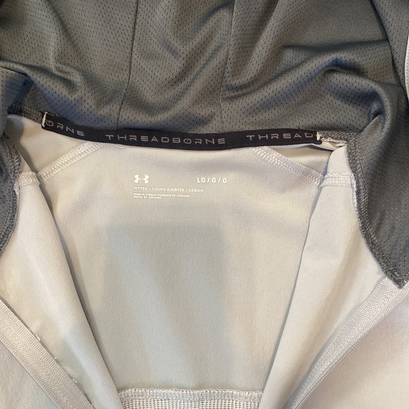 Under Armour Threadborne Hooded Jacket Mens 1/4 Zip Small Quick Dry Gray gallery
