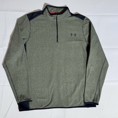 Under Armour Sweater, Cold Gear, 1/4 Zip, Logo, Stretch, Green, Male, Large